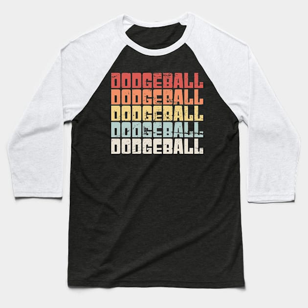 Retro Vintage DODGEBALL Text Baseball T-Shirt by MeatMan